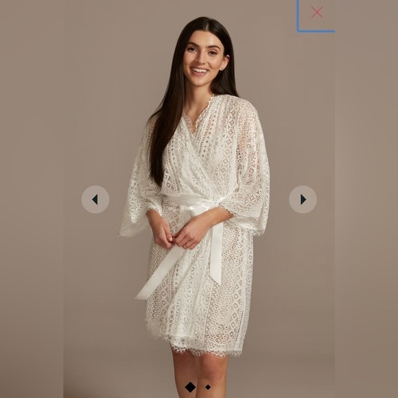 David's Bridal Other - David’s Bridal Crochet Lace with Satin Sash Wedding Robe Getting Ready Bride
